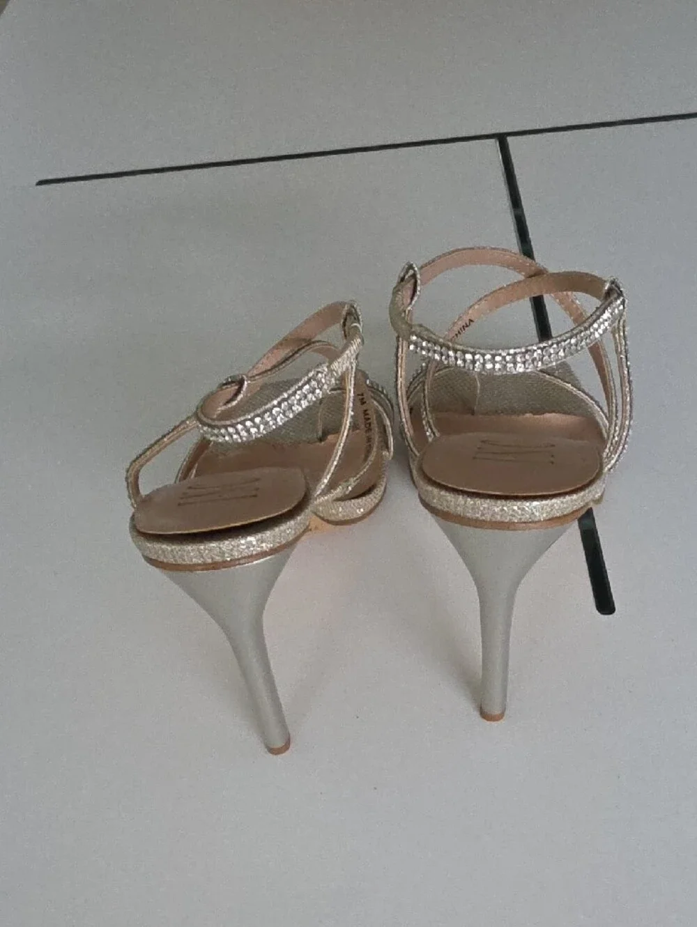 INC International Concepts Gold Glimmer Rhinestone Heels